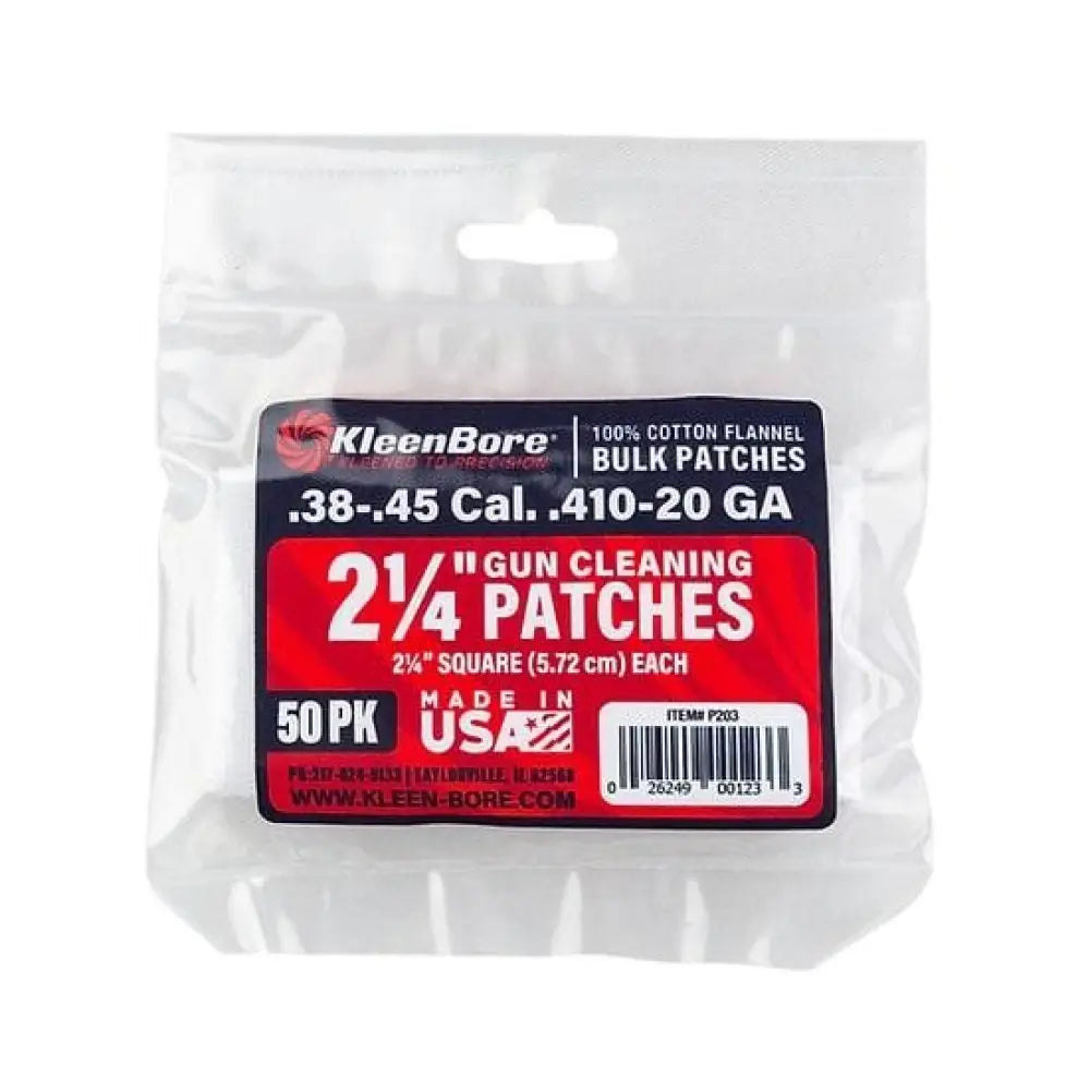 Kleen Bore Gun Cleaning Jags Patch Holders & Patches Kleenbore Cotton 2-1/4?.38-.45 Cal..410-20 Ga 50/ct Buy at Faith