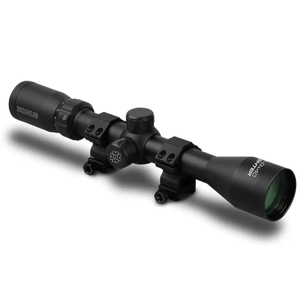 Konus Optics Centerfire Scopes Fighter Rifle Scope 3-9x40 1.18’’ 30/30 Black with Rings Buy at Faith and Freedom