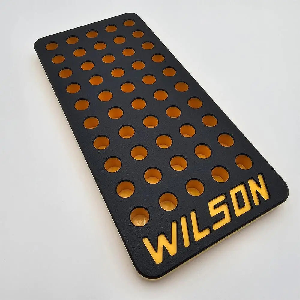 L.e. Wilson Case Prep Tools Reloading Tray.473’’ 50 Hole Black/yellow Buy at Faith and Freedom Outdoors