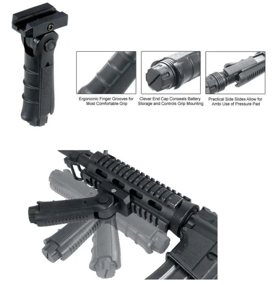 Leapers Grips Ergonomic Ambidextrous 5-position Foldable Foregrip - Black Buy at Faith and Freedom Outdoors