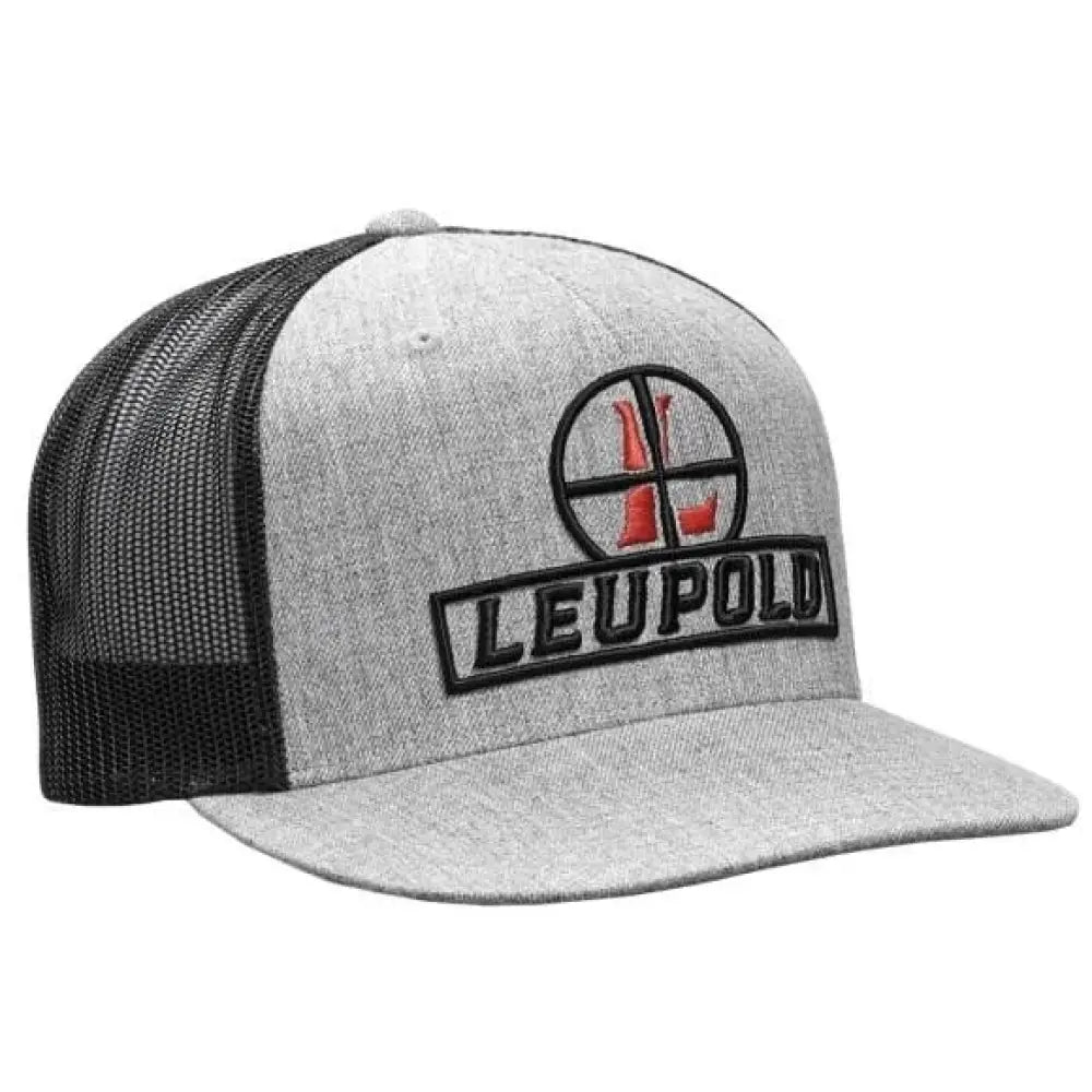 Leupold Caps Hats & Beanies|hats Reticle Flatbil Trucker Hat Heather/black Buy at Faith and Freedom Outdoors