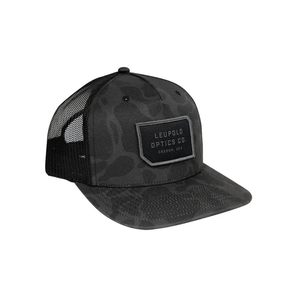 Leupold Caps Hats & Beanies Riflescopes Loc Duck Camo Trucker Cap - Black Buy at Faith and Freedom Outdoors