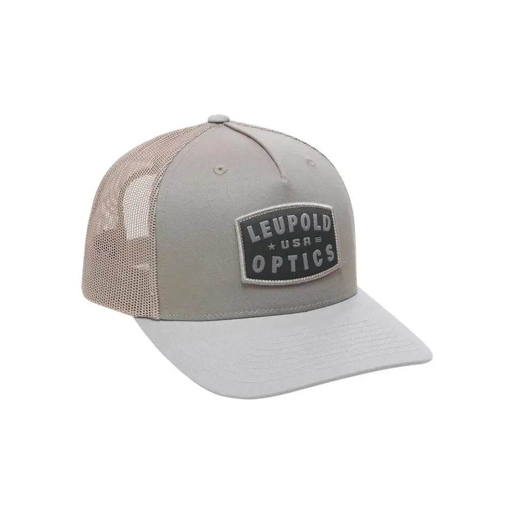 Leupold Caps Hats & Beanies Usa Trucker Hat Khaki Grey Buy at Faith and Freedom Outdoors