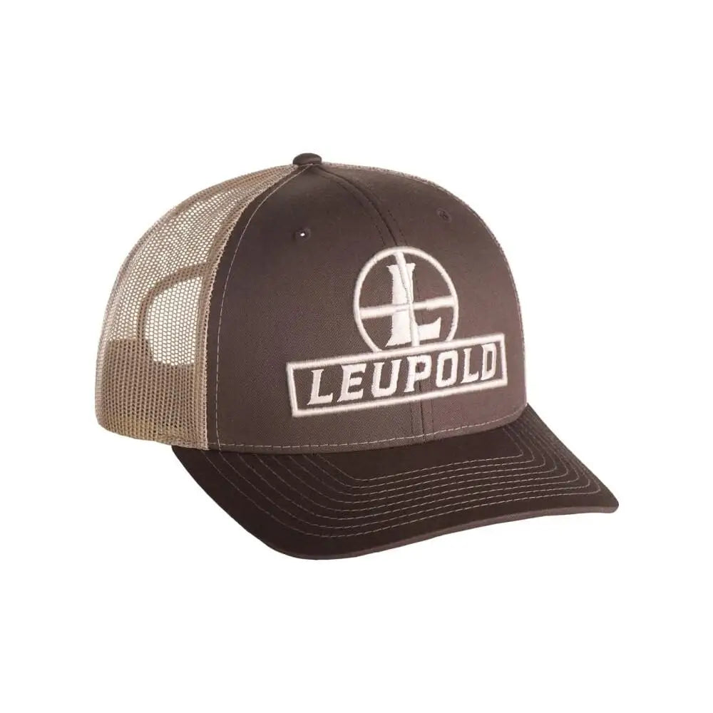 Leupold Hats Reticle Trucker Hat Brown/khaki Buy at Faith and Freedom Outdoors