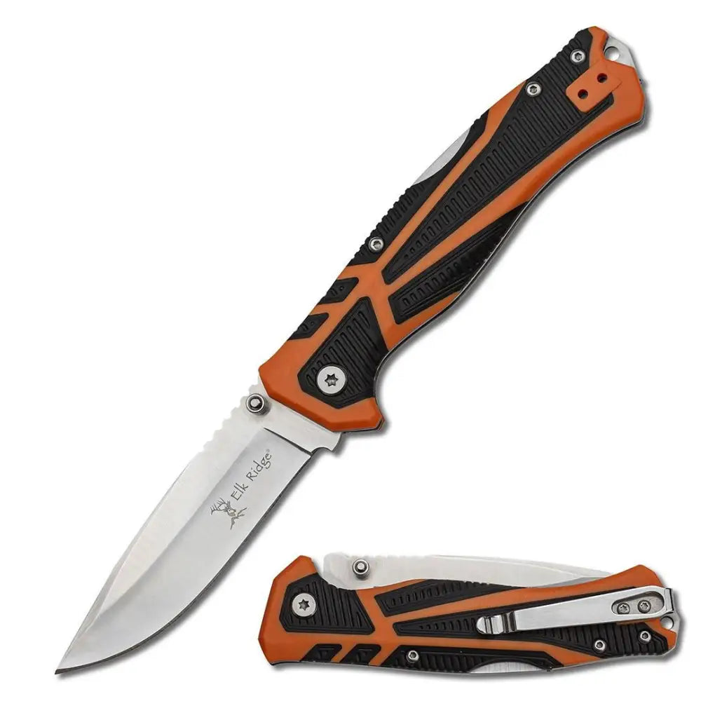 Master Cutlery Knives & Edged Tools|knives Elk Ridge Trek Folding Knife 3 1/2’’ Blade Orange and Black Buy at Faith
