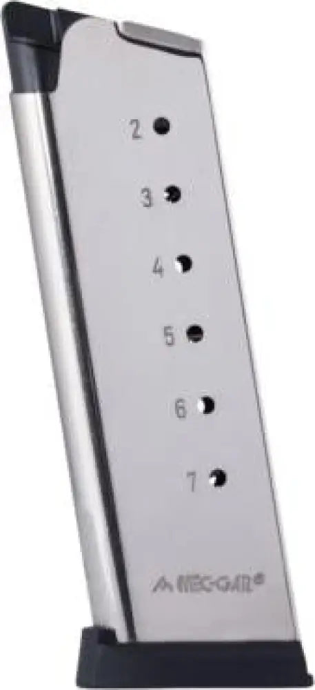 Mec-gar Usa Inc Handgun Magazines 1911 Officer Magazine with Removable Buttplate & Follower.45 Acp Ht Nickel 7 Rds High