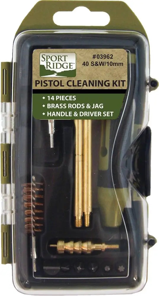 Military Products Gun Cleaning Kits Tacshield Sport Ridge 14pc Pistol Kit - 40 Cal/10mm Black Buy at Faith and Freedom
