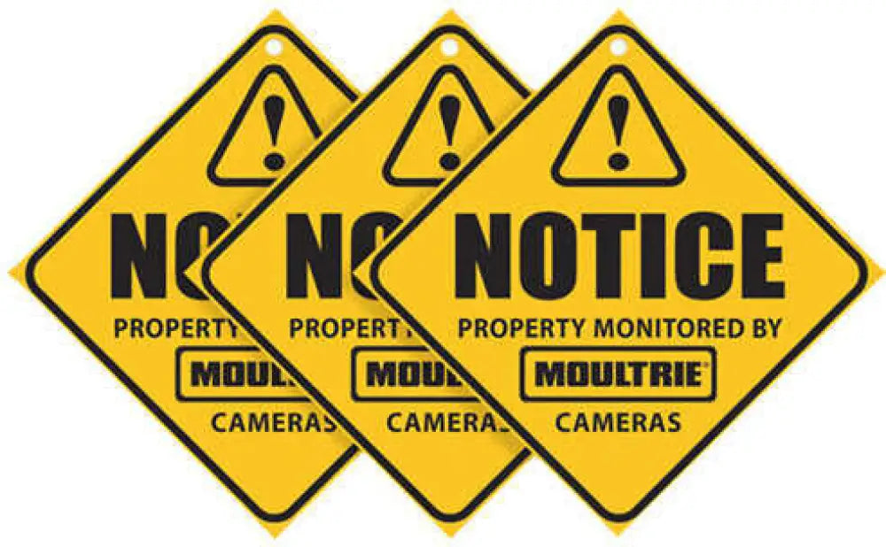 Moultrie Mca-13133 Camera Surveillance Signs Yellow 3 Per Pkg
