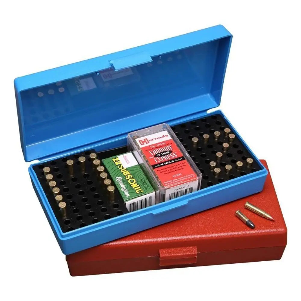 Mtm Ammo Boxes.17 /22 Rimfire Box 100/tray Blue Buy at Faith and Freedom Outdoors