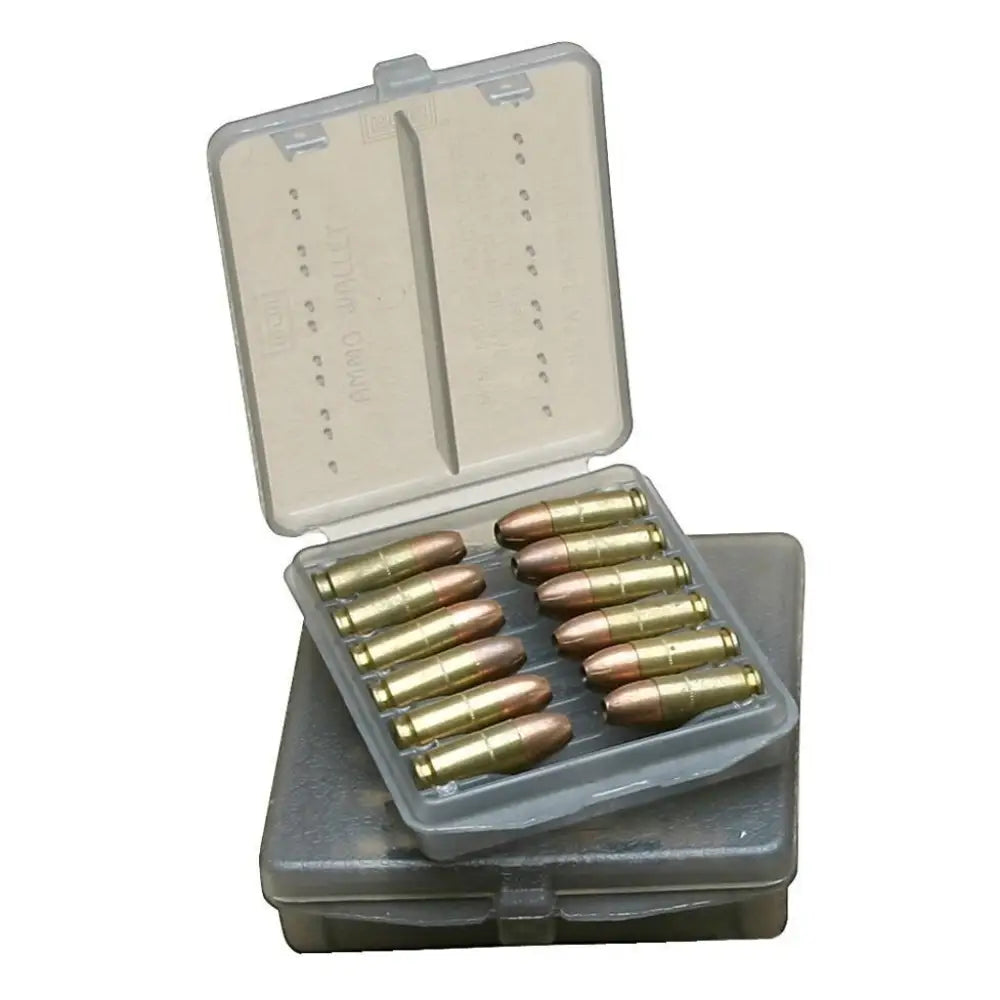 Mtm Ammo Boxes 18 Rounds Case-gard Wallet.38/.357 Clear Smoke Buy at Faith and Freedom Outdoors