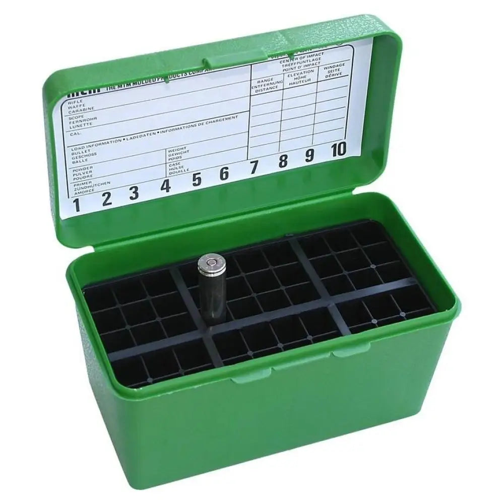 Mtm Ammo Boxes Deluex H-50 Series Rifle Box 50 Round Capacity Green Buy at Faith and Freedom Outdoors