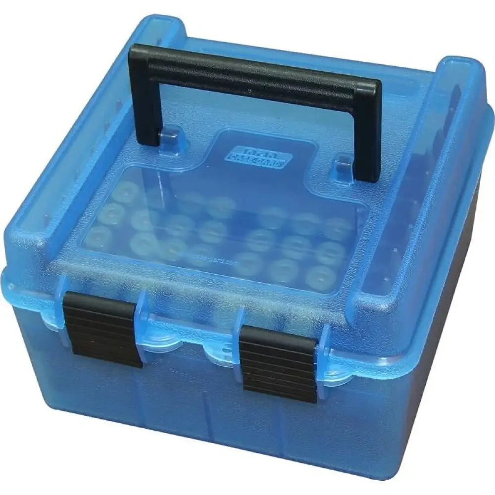 Mtm Ammo Boxes Deluxe Box Handle Wsm Wssm Ultra Mag 100 Rounds Clear Blue Buy at Faith and Freedom Outdoors