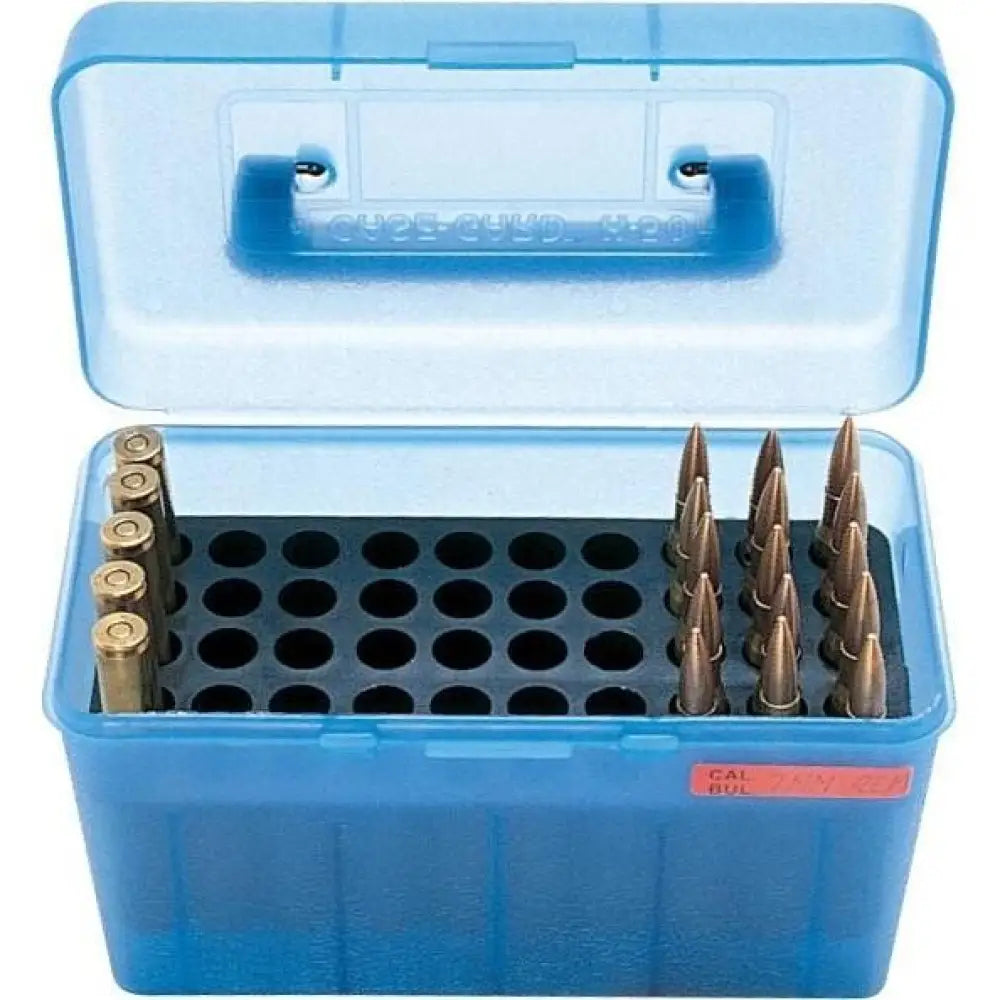 Mtm Ammo Boxes Deluxe H-50 Series Rifle Box Clear Blue Buy at Faith and Freedom Outdoors