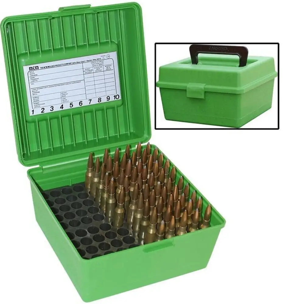 Mtm Ammo Boxes Deluxe R-100 Mag Series Rifle Box 100 Rounds Green Buy at Faith and Freedom Outdoors