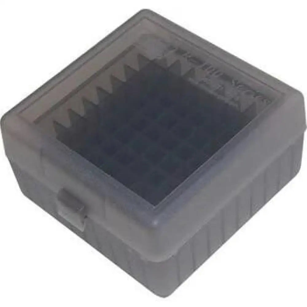Mtm Ammo Boxes Flip-top Box 22-250/.243/.308 Win/220 Swift 100 Round Clear Smoke Buy at Faith and Freedom Outdoors