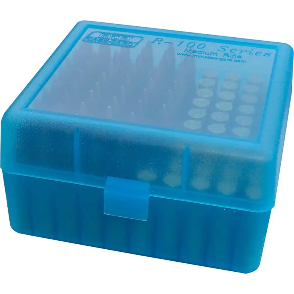 Mtm Ammo Boxes Flip Top Box for 223/.204 Ruger/6x47 100 Rounds Clear Blue Buy at Faith and Freedom Outdoors