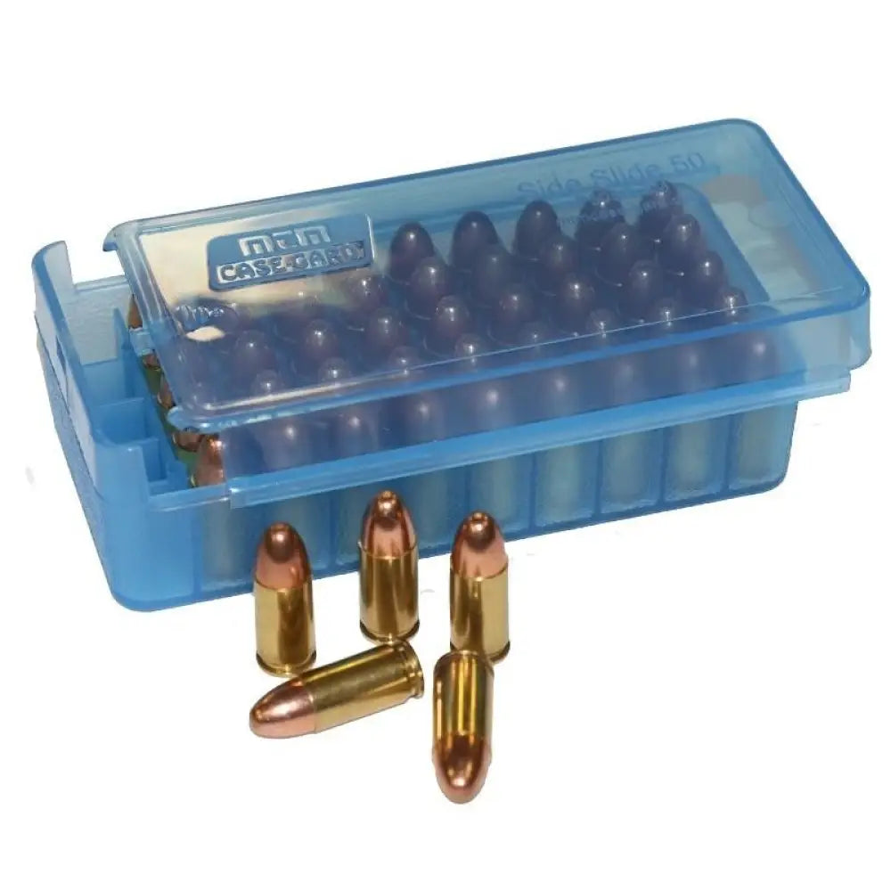 Mtm Ammo Boxes Side Slide Handgun Box 45 Acp Clear Blue Buy at Faith and Freedom Outdoors