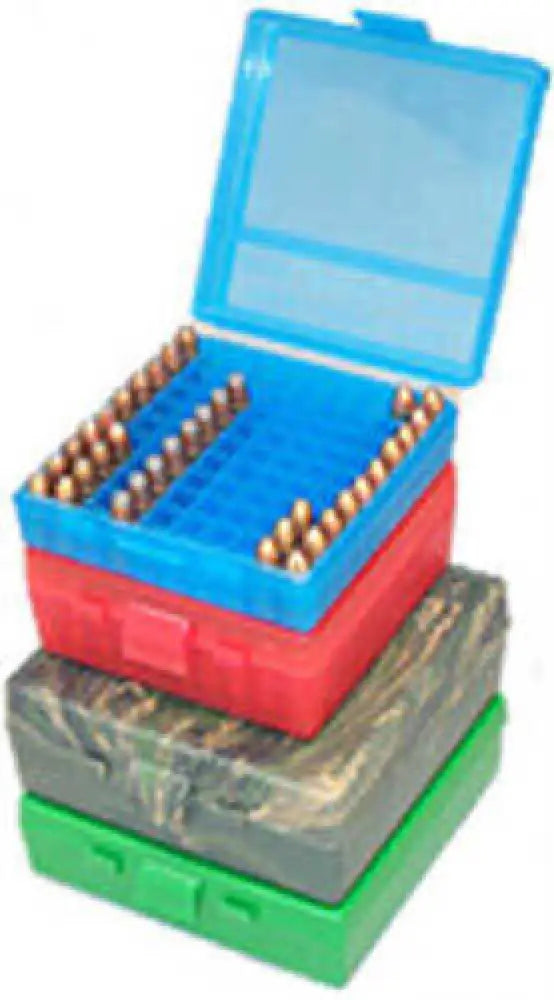 Mtm Ammunition Box 100 Round Flip-top 41 44 45 Lc Clear Red P-100-44-29