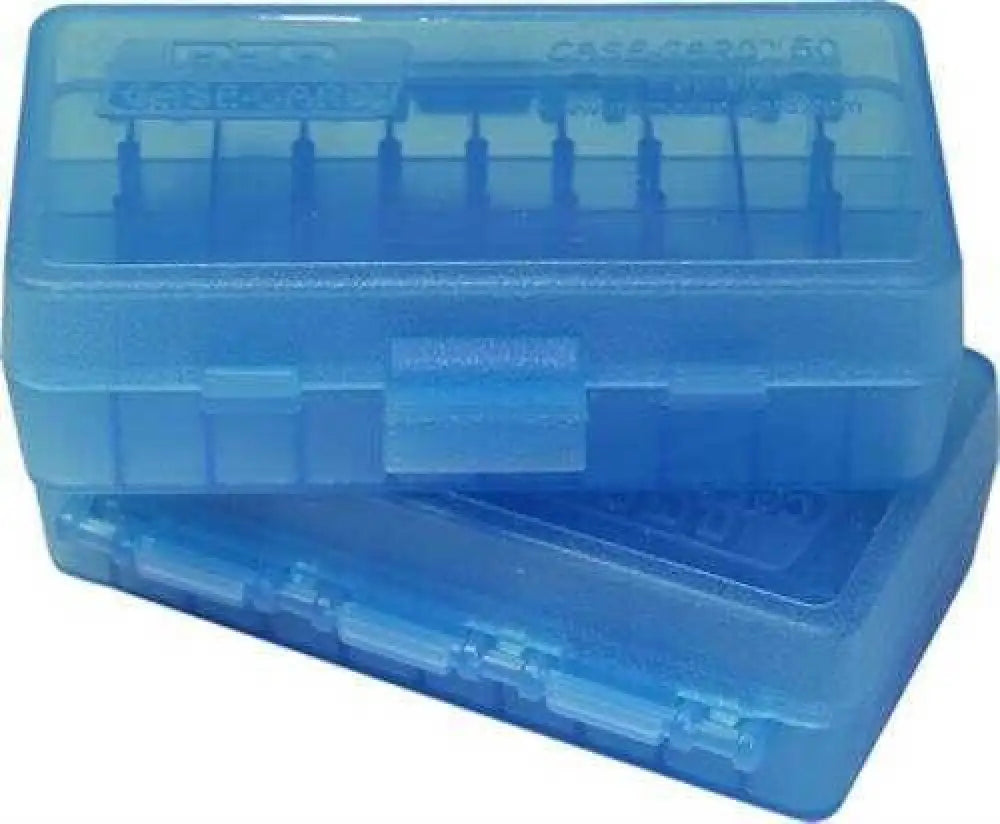 Mtm Ammunition Box 50 Round Flip-top 41 44 45 Lc Clear Blue P50-44-24