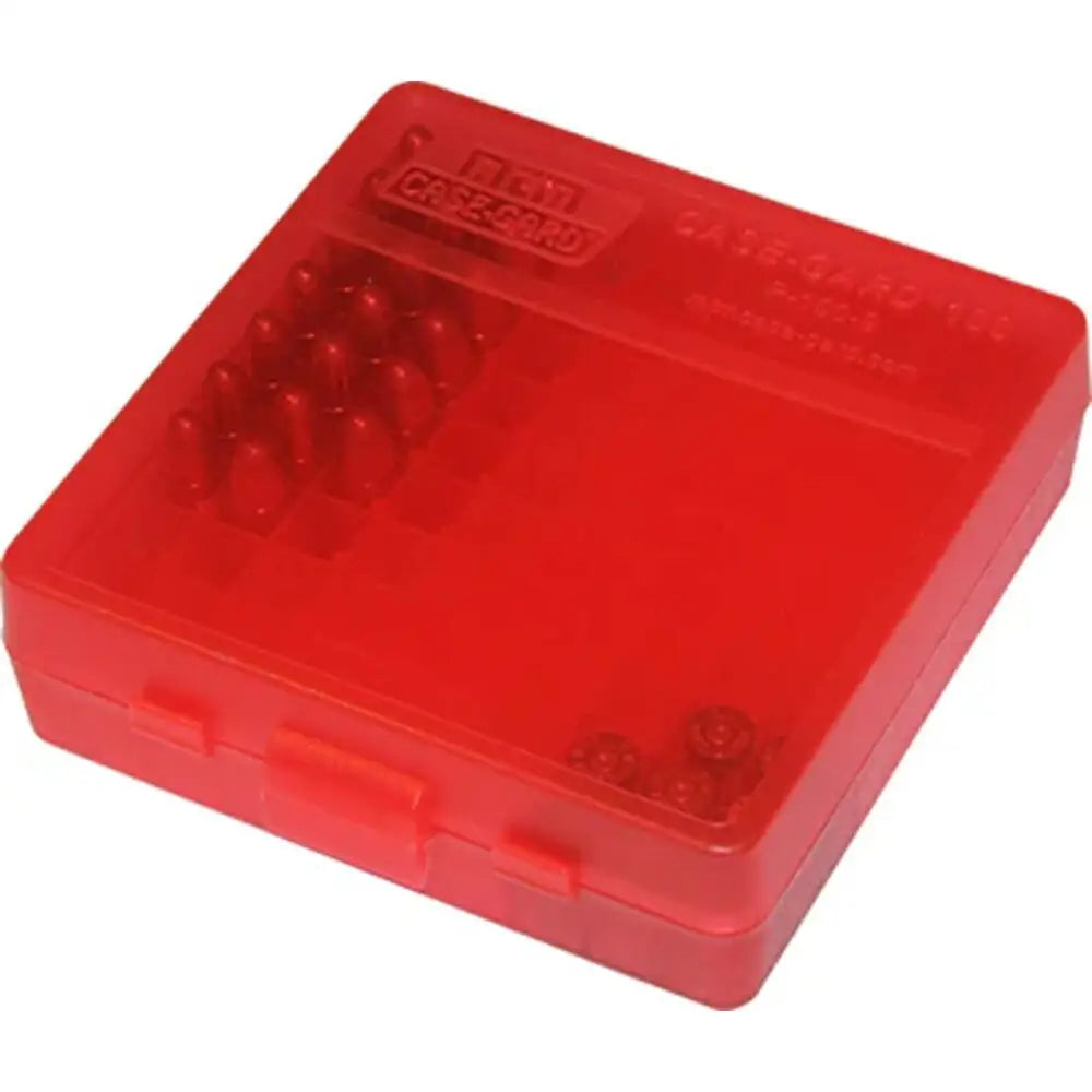 Mtm Shooting|ammo Boxes Flip Top Ammo Box 100rd Clear Red Buy at Faith and Freedom Outdoors