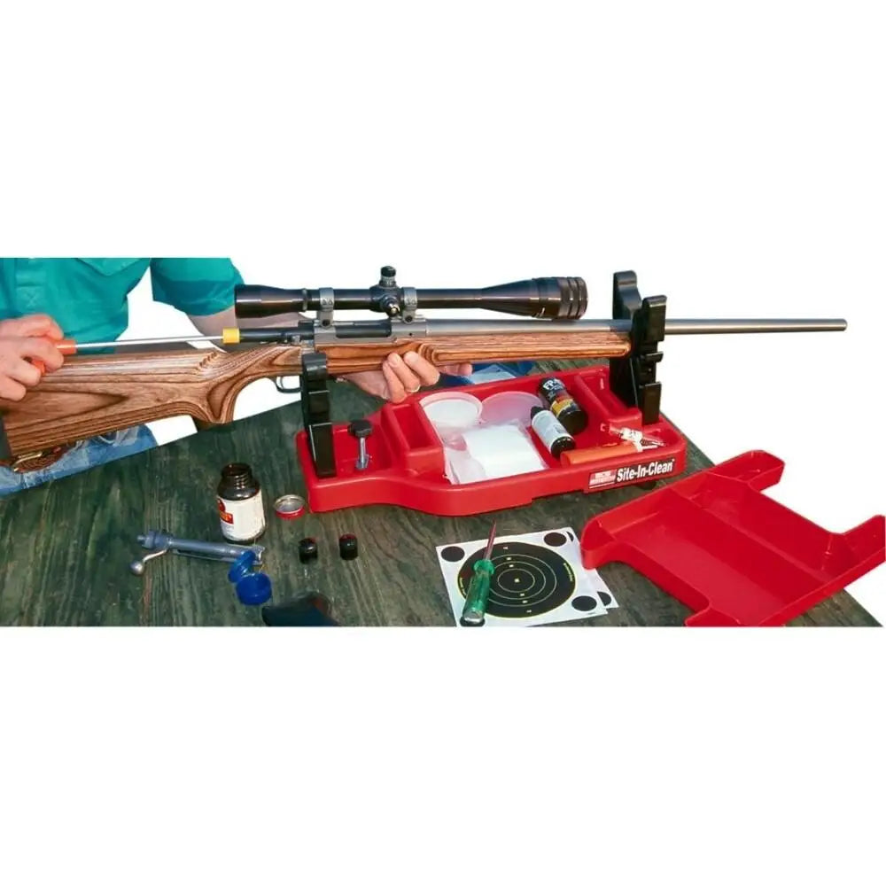 Mtm Shooting Rests Site-in Rifle Rest and Cleaning Center Red Buy at Faith and Freedom Outdoors