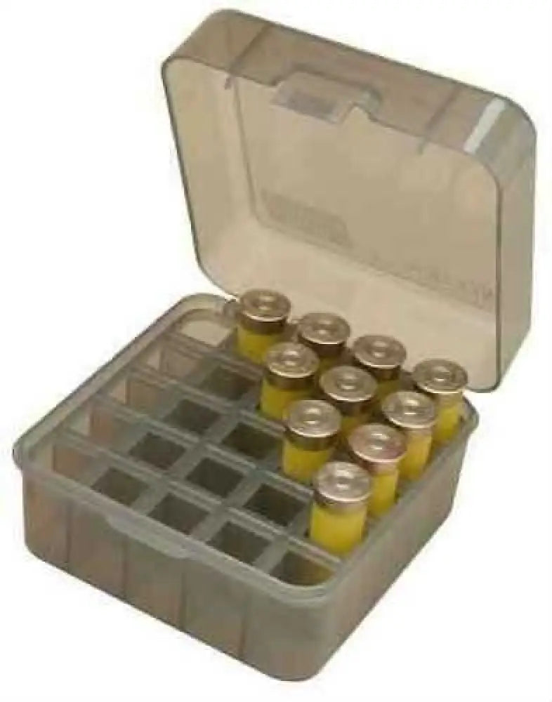 Mtm Shotshell Box 25 Round Flip-top 10 12 Gauge Up to 3.5’’ Clear Smoke S25-12m-41