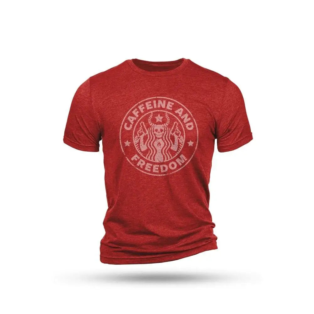 Nine Line Apparel Short Sleeve Shirts Caffeine and Freedom T-shirt Red l Buy at Faith and Outdoors