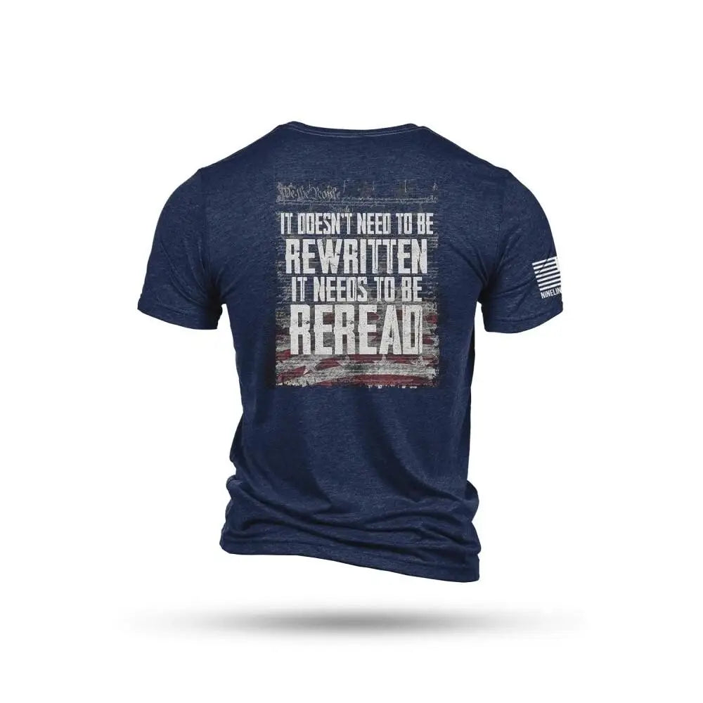 Nine Line Apparel Short Sleeve Shirts Reread not Rewritten T-shirt Navy 2xl Buy at Faith and Freedom Outdoors