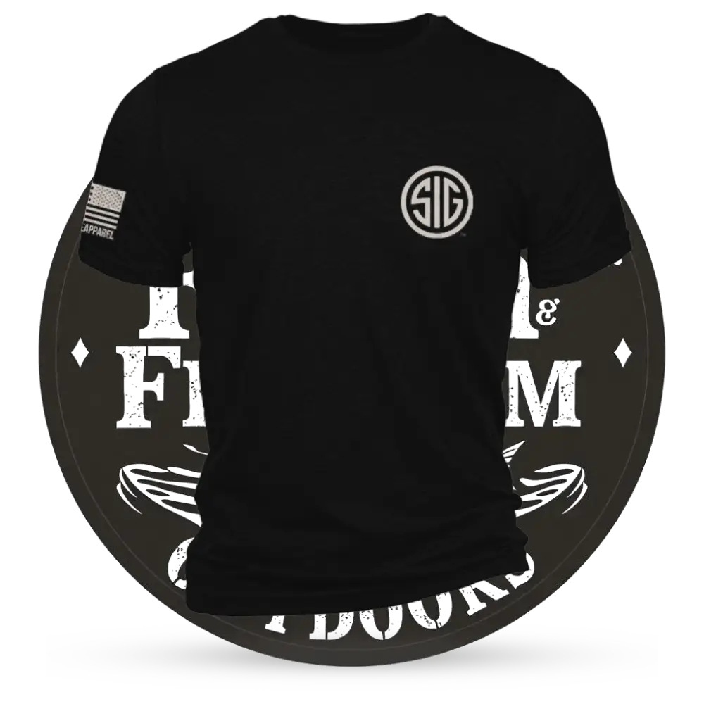 Nine Line Apparel Short Sleeve Shirts Sig Sauer Logo Shirt Black l Buy at Faith and Freedom Outdoors