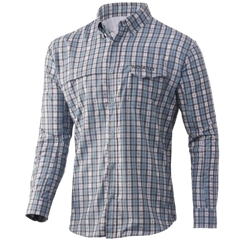 Nomad Long Sleeve Shirts Stretch-lite Plaid Shirt Silver Blue m Buy at Faith and Freedom Outdoors