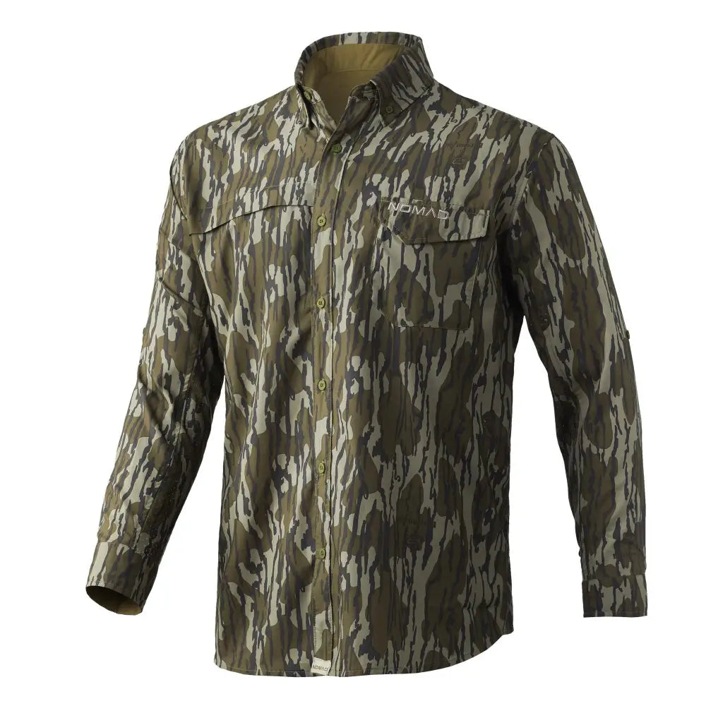 Nomad Long Sleeve Shirts Stretch-lite Shirt Mossy Oak Bottomland l Buy at Faith and Freedom Outdoors
