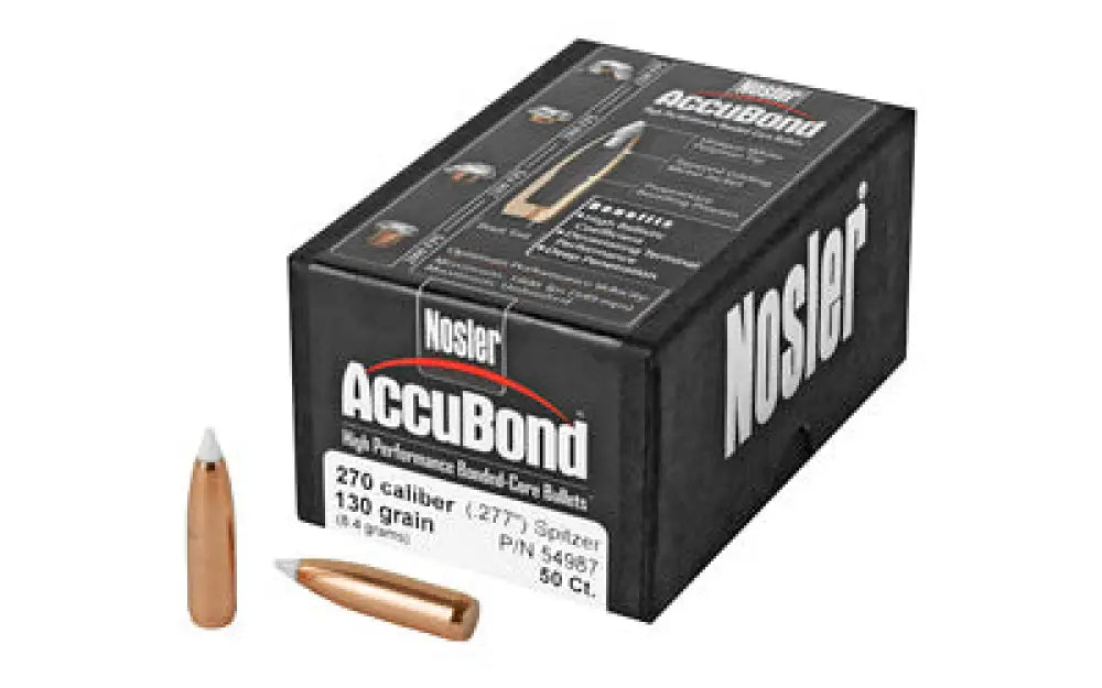 Nosler 270 Cal 130gr Accubond 50ct Buy at Faith and Freedom Outdoors - Bullets - Accubond