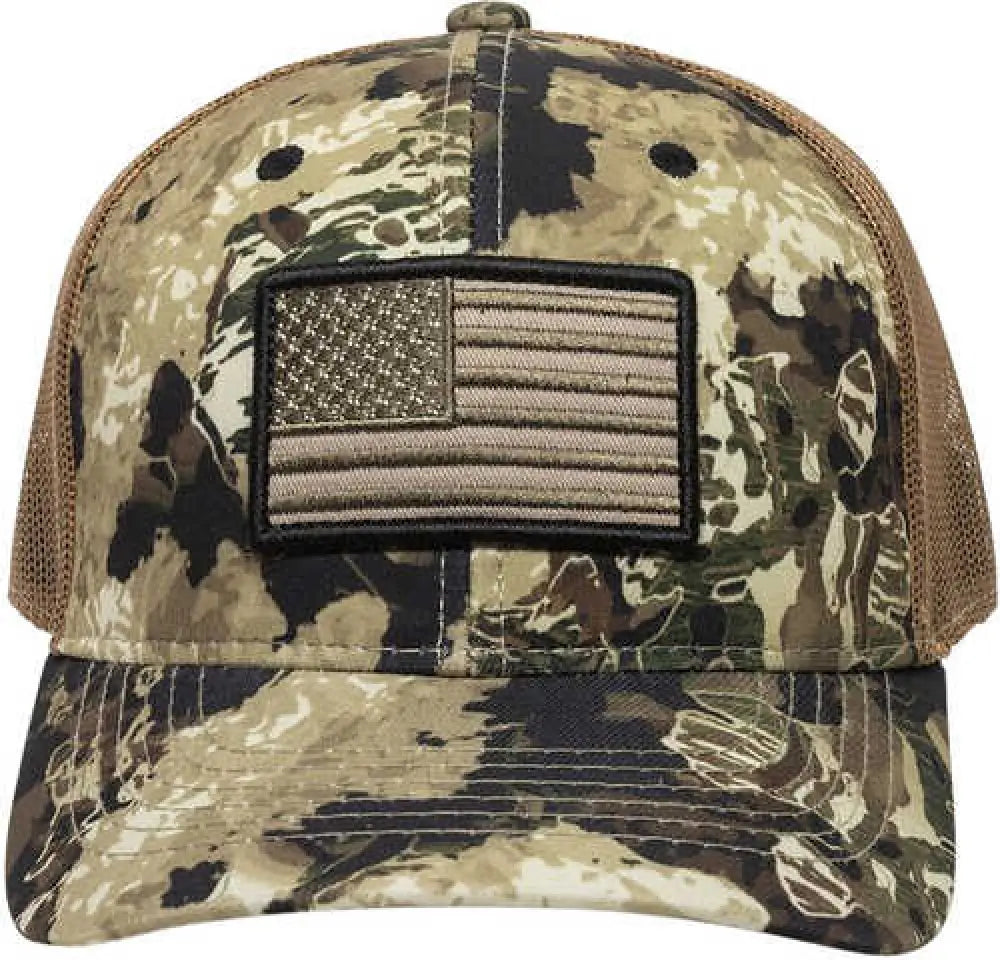 Outdoor Cap Usa Flag Veil Whitetail/brown Adjustable Snapback Osfa Structured - Usa-170