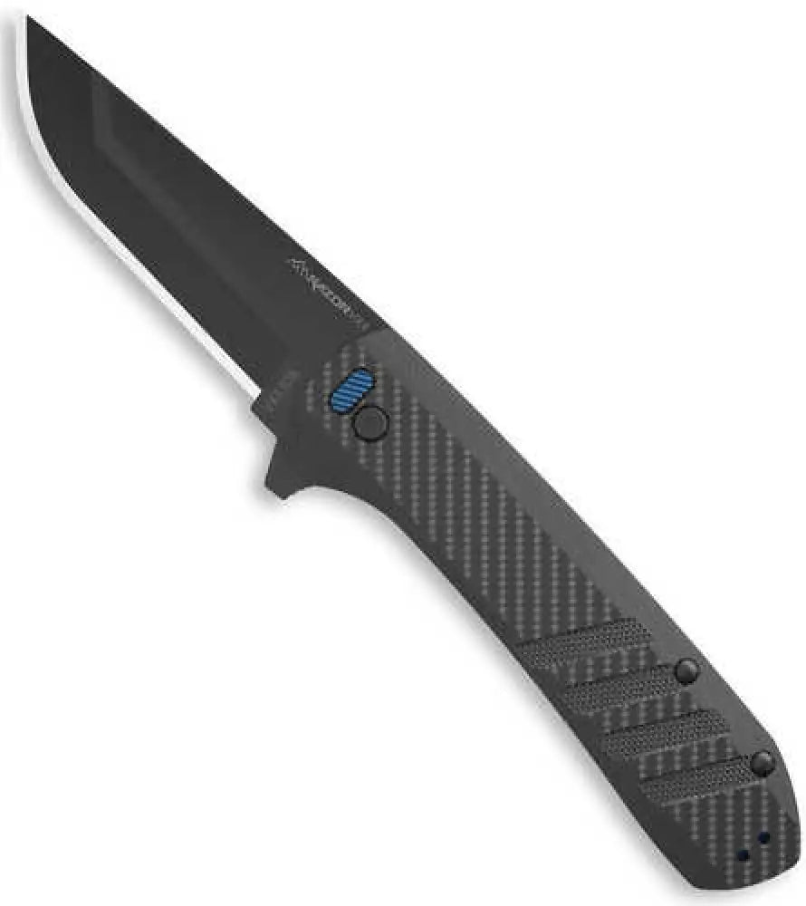 Outdoor Edge Vx430a Razor Vx4 Edc 3’’ Folding Drop Point Plain Black Oxide 420j2 Ss Blade Textured Carbon Fiber/g1