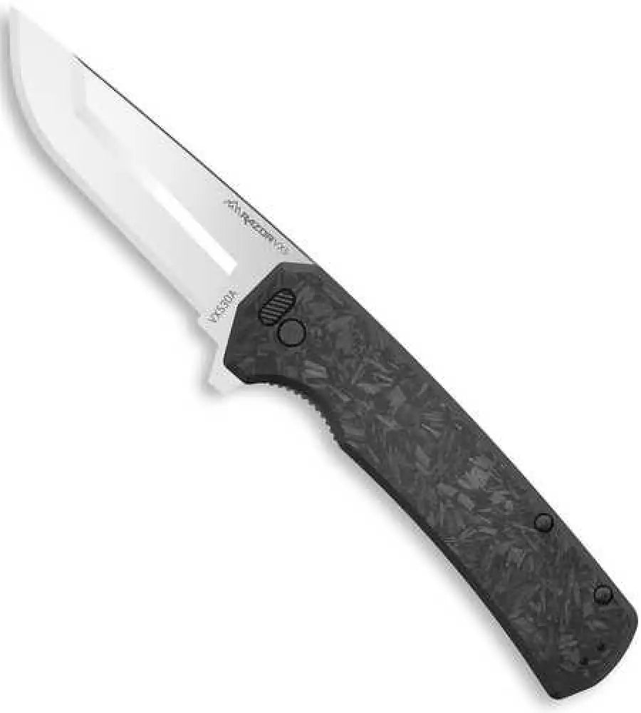 Outdoor Edge Vx530a Razor Vx5 Edc 3’’ Folding Plain Satin 420j2 Ss Blade Black Carbon Fiber/g10 Handle