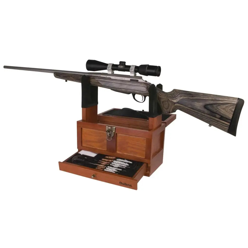 Outers Gun Cleaning Kits 25 Piece Universal Wood Tool Box Buy at Faith and Freedom Outdoors