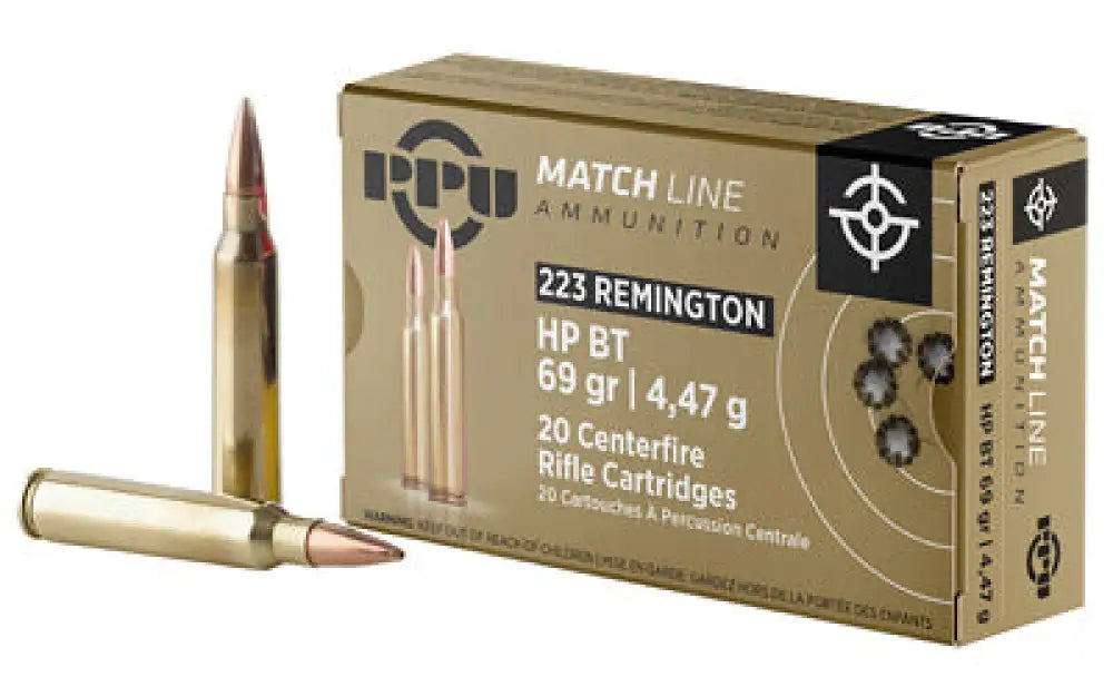 Ppu.223 Rem Match 69gr Hpbt 20/1000 Buy at Faith and Freedom Outdoors - Hollow Point