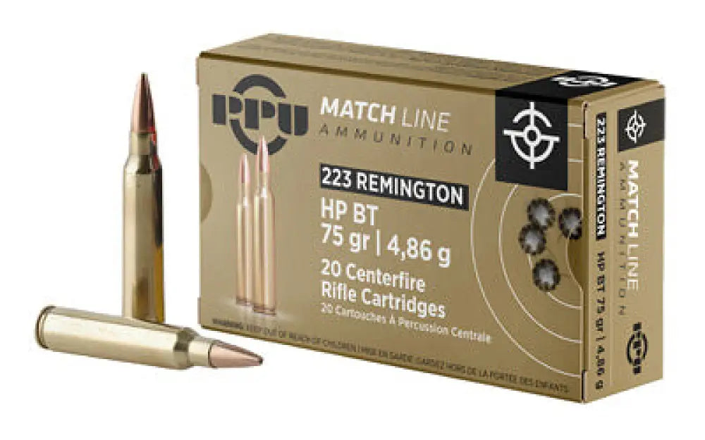 Ppu.223 Rem Match 75gr Hpbt 20/1000 Buy at Faith and Freedom Outdoors - Hollow Point