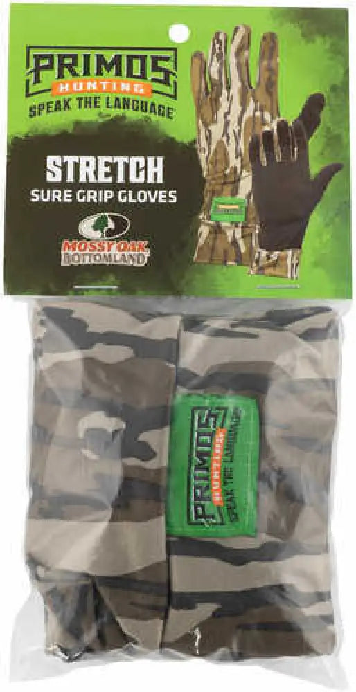Primos Stretch Fit one Size Fits Most Mossy Oak Bottomland 1 Pair - Ps6678