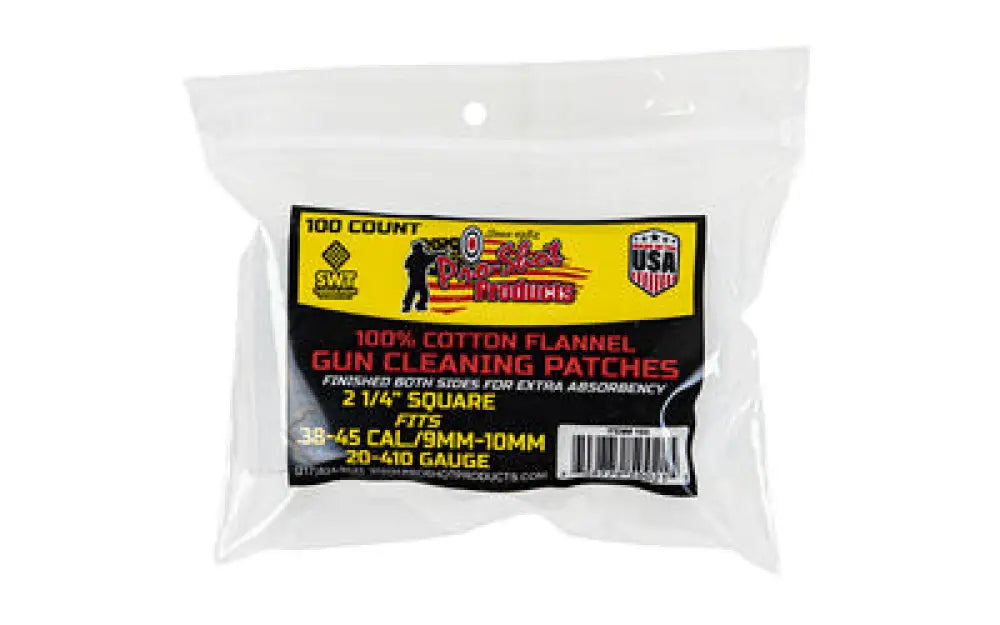 Pro-shot Patch 38-45cal 20-410ga 100 Buy at Faith and Freedom Outdoors - Cleaning Hardware & Components - Patch