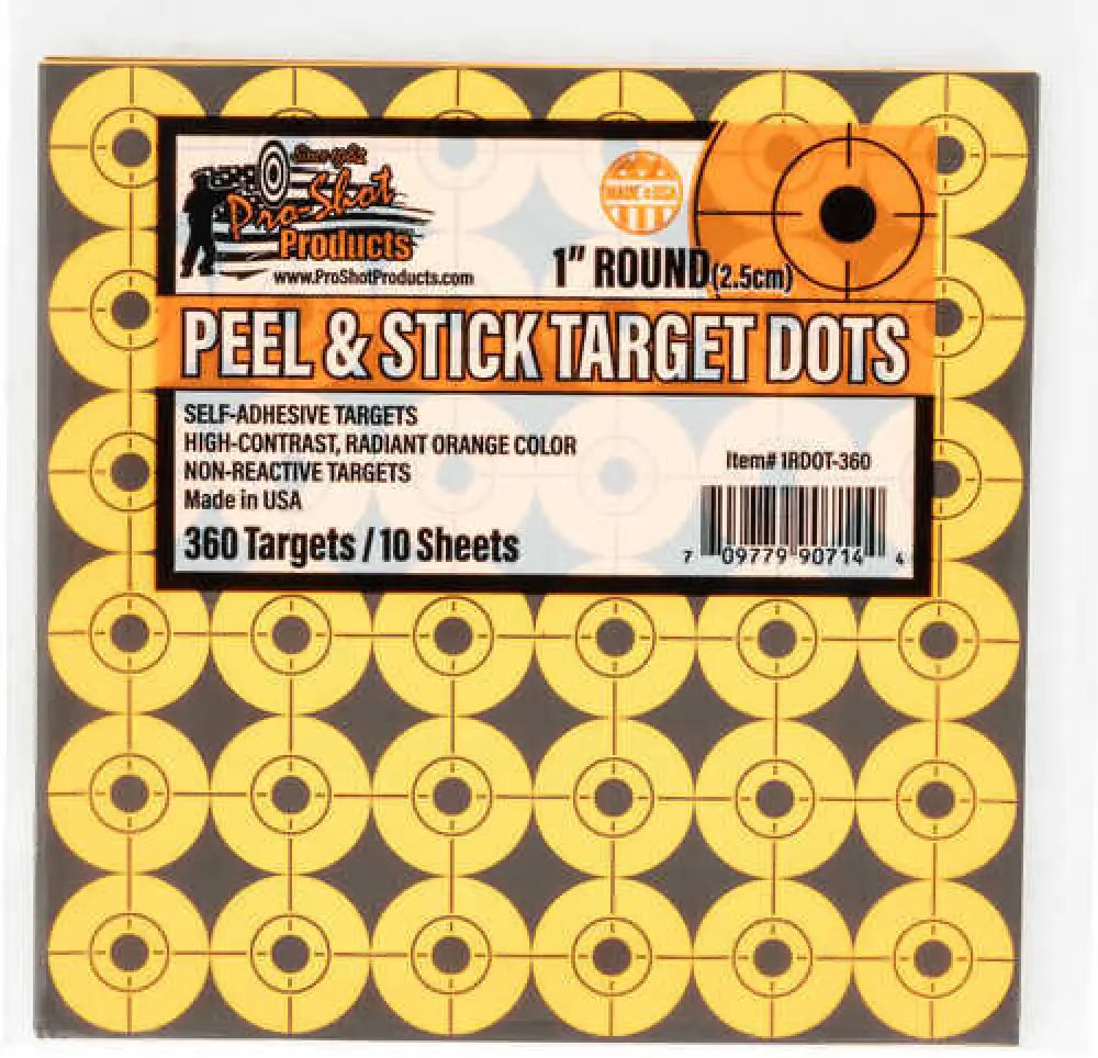 Pro-shot Peel & Stick 1’’ Orange Target Dots 10 Per Pack - 1rdot-360