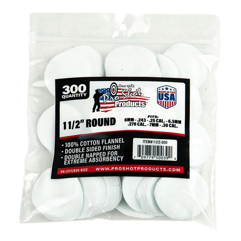 Pro-shot Products Gun Cleaning Jags Patch Holders & Patches 1 1/2’’ Round 100% Cotton 300/ct Buy at Faith and Freedom