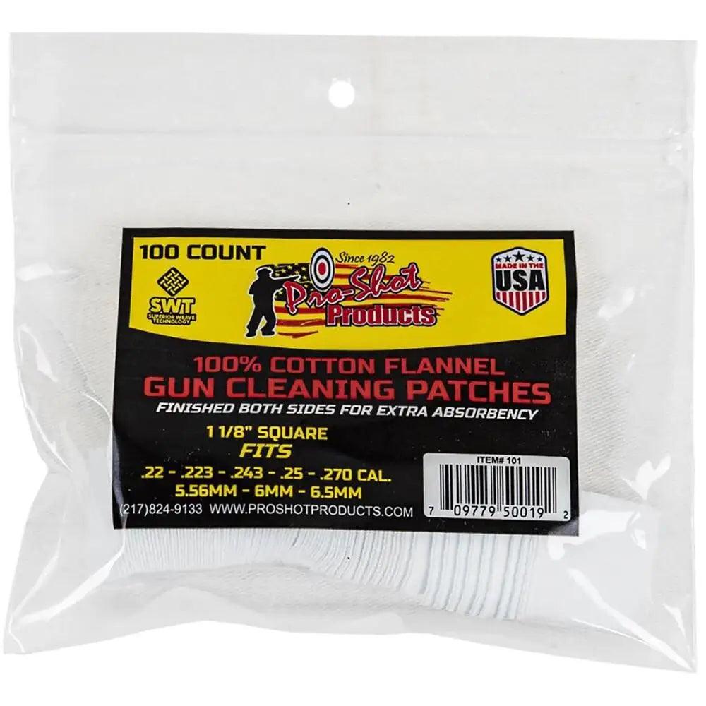 Pro-shot Products Gun Cleaning Jags Patch Holders & Patches 100% Cotton Flannel 22 -.270 Cal 100/ct Buy at Faith