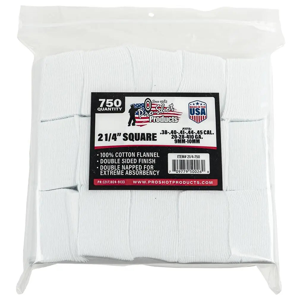 Pro-shot Products Gun Cleaning Jags Patch Holders & Patches 2 1/4’’ Square 100% Cotton 750/ct Buy at Faith and Freedom