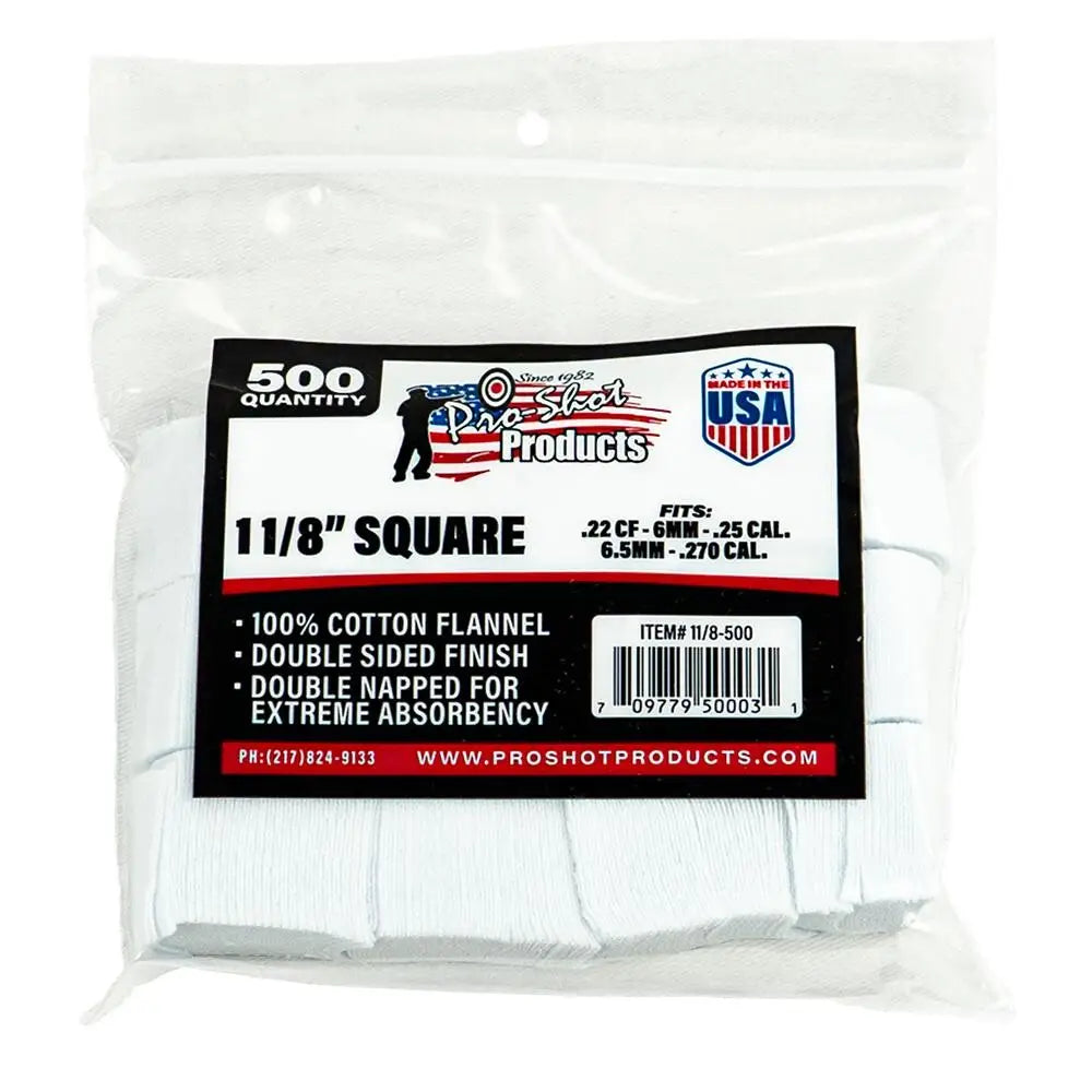 Pro-shot Products Gun Cleaning Jags Patch Holders & Patches Cotton Sq 1-1/8’’ 22/270 500/ct Buy at Faith and Freedom