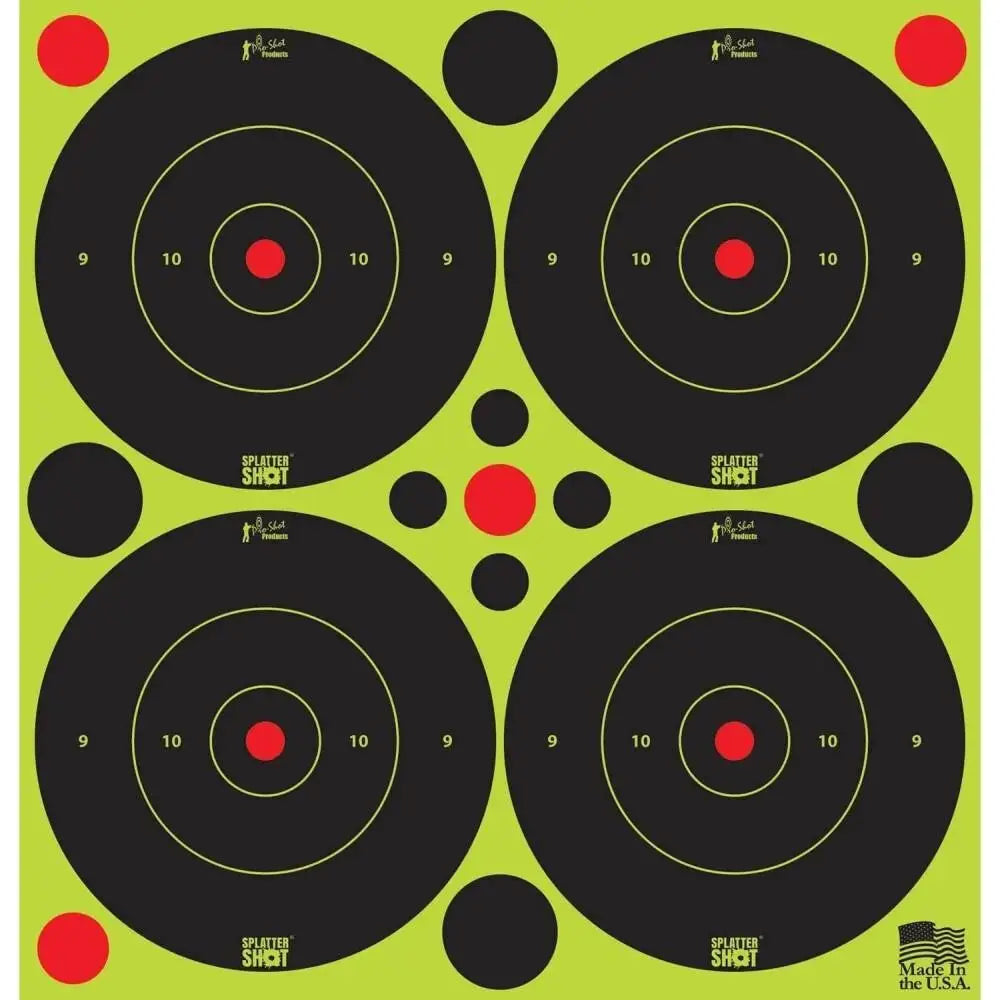 Pro-shot Products Paper Targets 3’’ Splattershot Green Bullseye Peel and Stick with Pasters 48/ct Buy at Faith