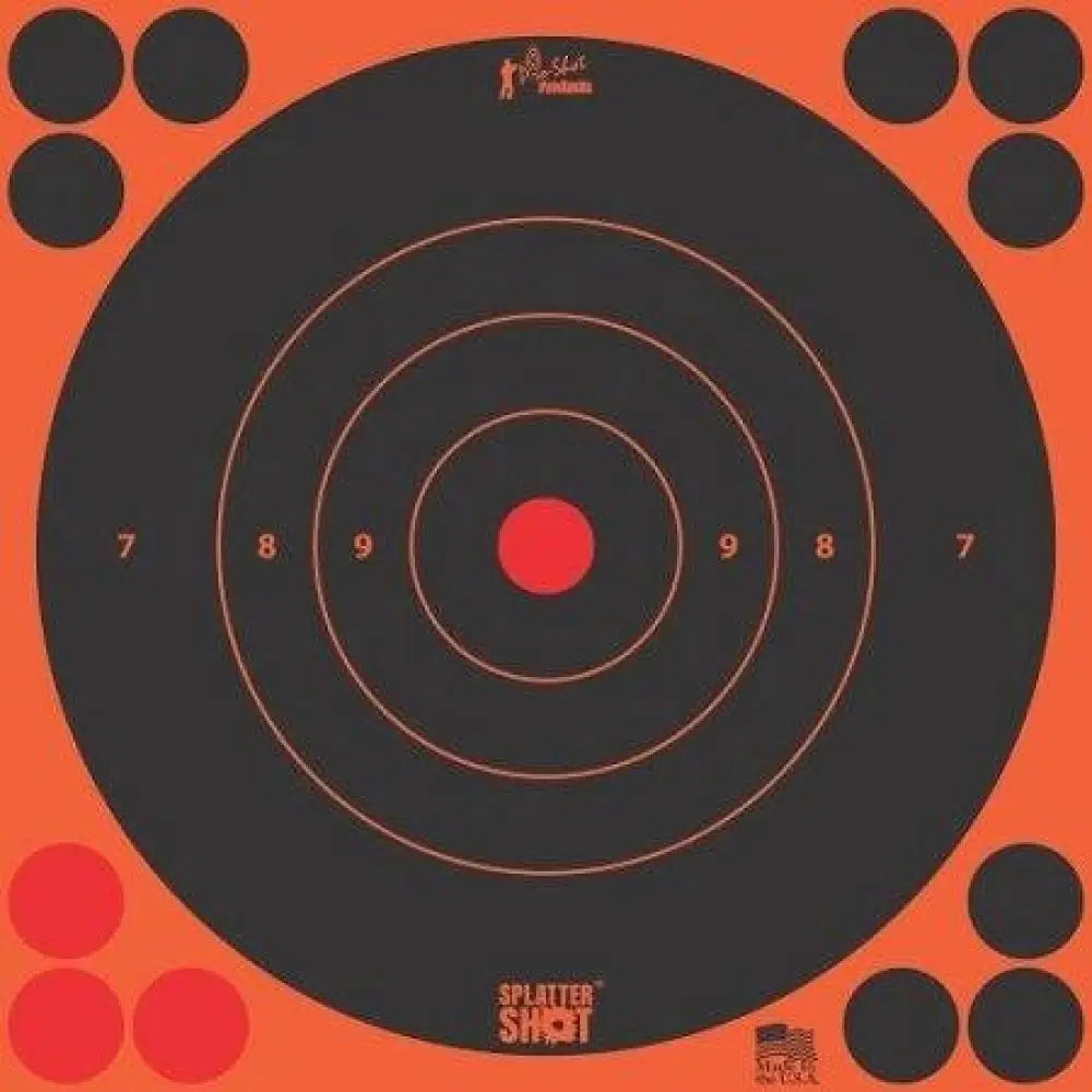 Pro-shot Products Paper Targets Splatter Shot 12’’ Orange Bullseye Target 5/ct Buy at Faith and Freedom Outdoors