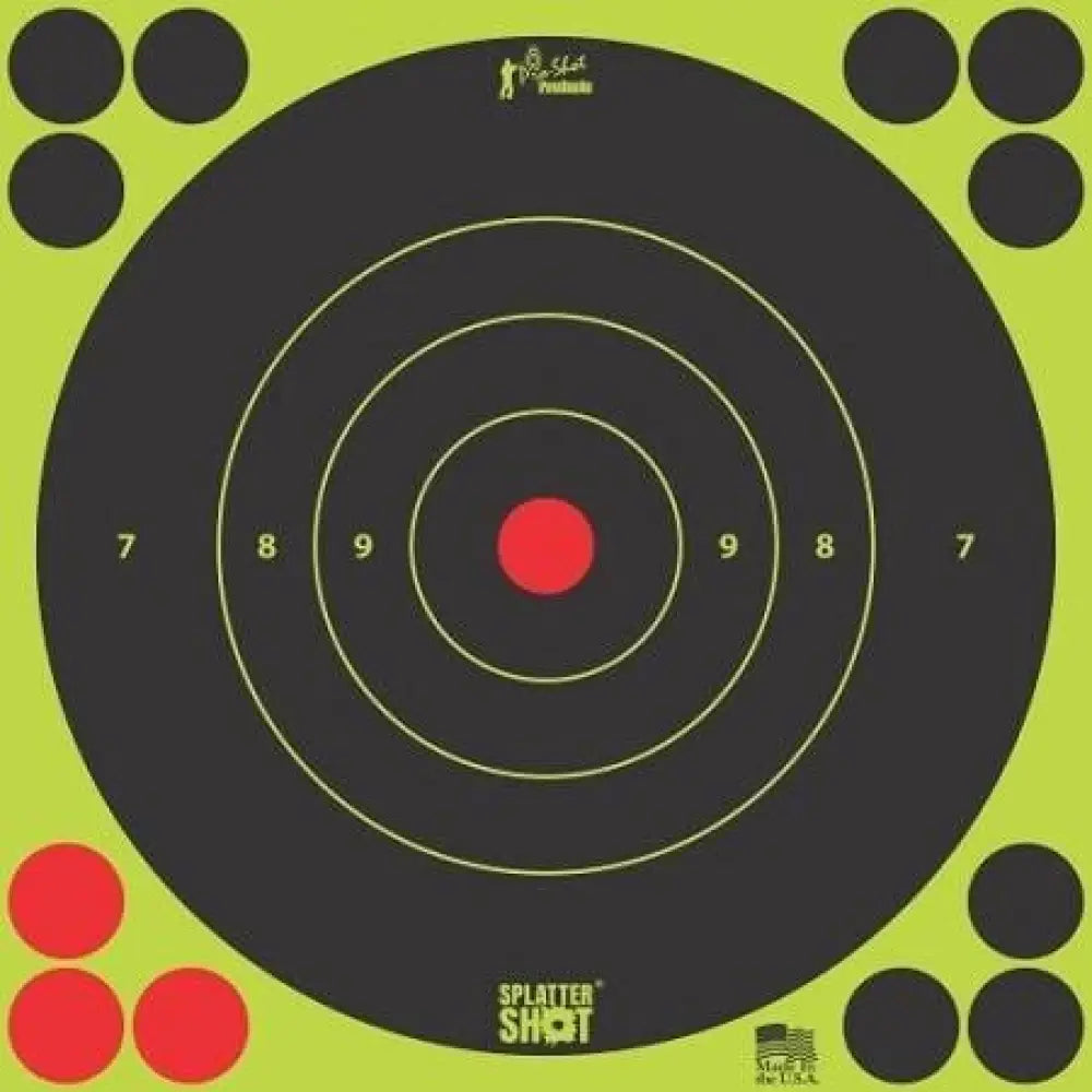 Pro-shot Products Paper Targets Splatter Shot 8’’ Green Bullseye Target 6/ct Buy at Faith and Freedom Outdoors