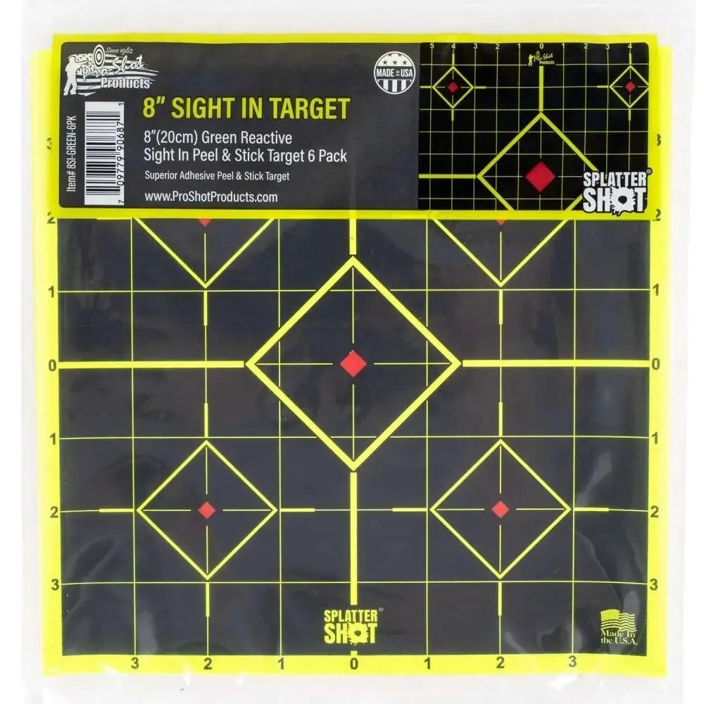 Pro-shot Products Paper Targets Splattershot 8’’ Green Sight-in Target Peel and Stick 6/rd Buy at Faith and Freedom