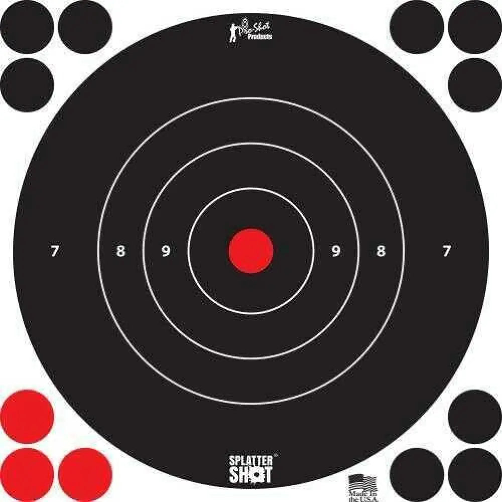 Pro-shot Splattershot Peel & Stick Self-adhesive Black/white Bullseye 8’’ 6 Pack - 8bwhte6pk